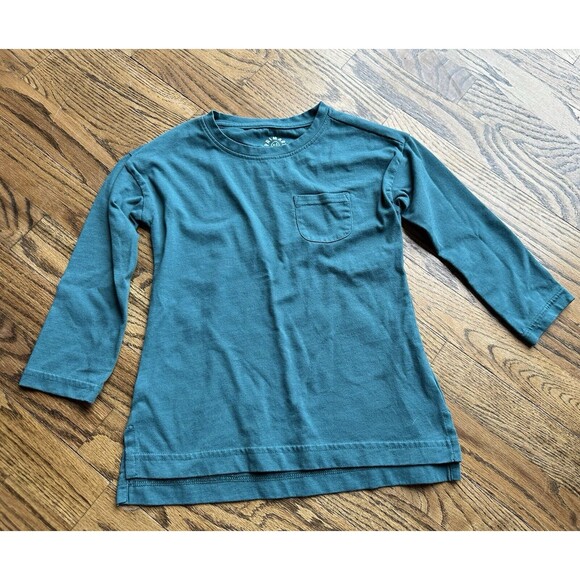 PRIMARY Kids 100% Cotton Green Teal Long Sleeve Legging Tee T-shirt Size 4-5 EUC - Picture 1 of 5